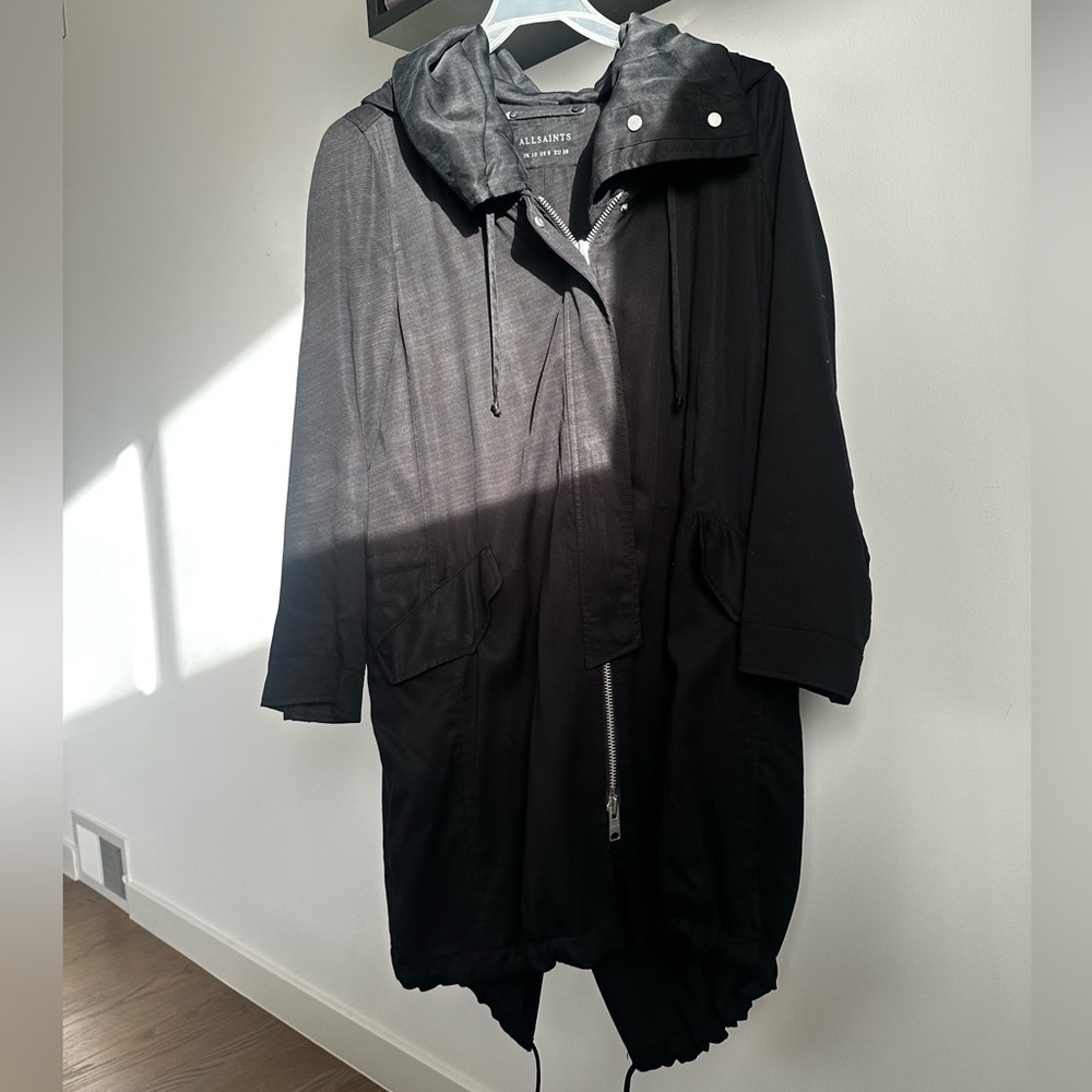 Black Hooded Parka Coat
